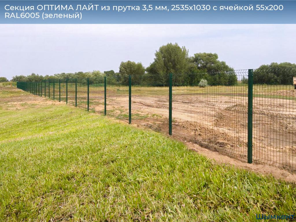 Секция ОПТИМА ЛАЙТ из прутка 3,5 мм, 2535x1030 с ячейкой 55х200 RAL6005 (зеленый), chimkent.doorhan.ru