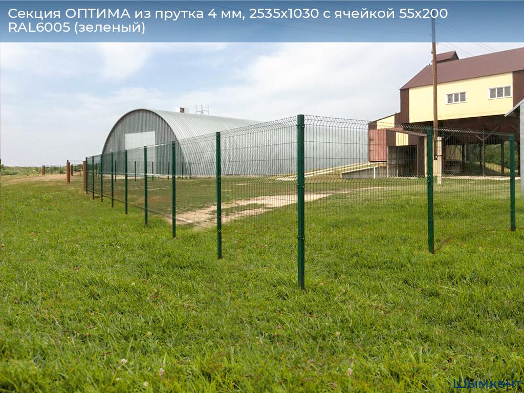 Секция ОПТИМА из прутка 4 мм, 2535x1030 с ячейкой 55х200 RAL6005 (зеленый), chimkent.doorhan.ru