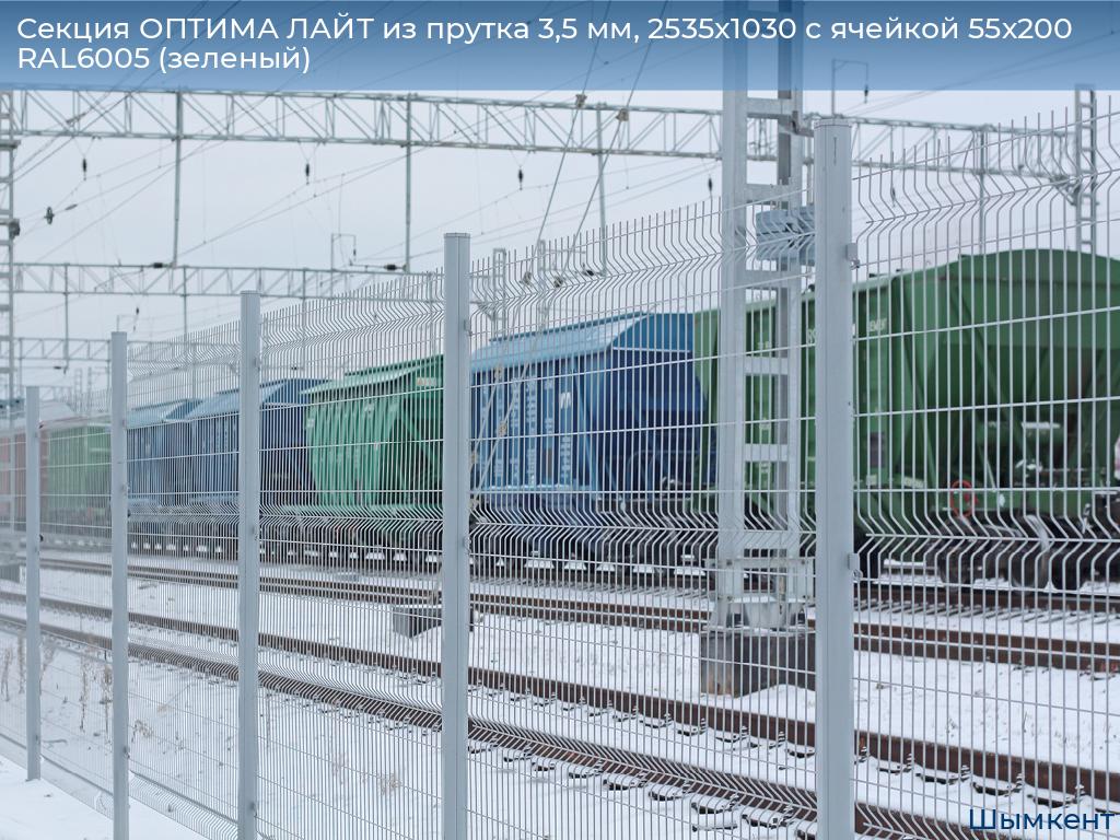 Секция ОПТИМА ЛАЙТ из прутка 3,5 мм, 2535x1030 с ячейкой 55х200 RAL6005 (зеленый), chimkent.doorhan.ru