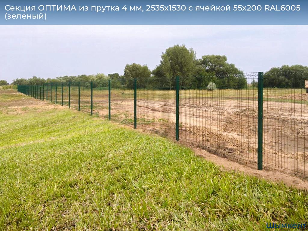 Секция ОПТИМА из прутка 4 мм, 2535x1530 с ячейкой 55х200 RAL6005 (зеленый), chimkent.doorhan.ru